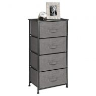 MDesign mDesign Vertical Dresser Storage Tower - Sturdy Steel Frame, Wood Top, Easy Pull Fabric Bins - Organizer Unit for Bedroom, Hallway, Entryway, Closets - Textured Print - 4 Drawers -