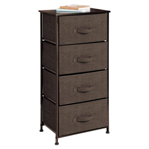  MDesign mDesign Vertical Dresser Storage Tower - Sturdy Steel Frame, Wood Top, Easy Pull Fabric Bins - Organizer Unit for Bedroom, Hallway, Entryway, Closets - Textured Print - 4 Drawers -