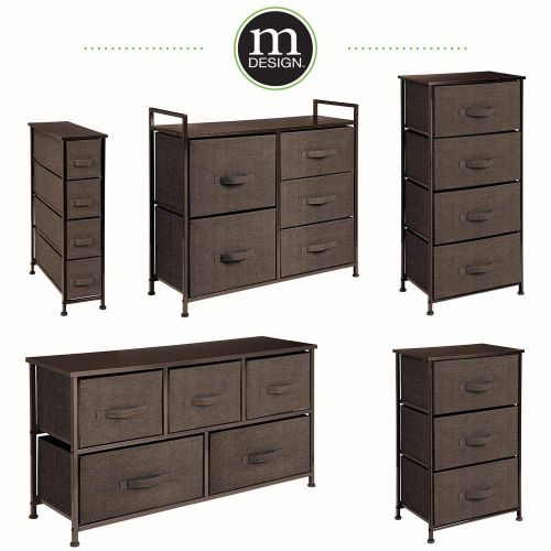  MDesign mDesign Vertical Dresser Storage Tower - Sturdy Steel Frame, Wood Top, Easy Pull Fabric Bins - Organizer Unit for Bedroom, Hallway, Entryway, Closets - Textured Print - 4 Drawers -