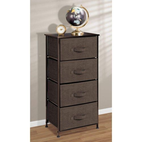  MDesign mDesign Vertical Dresser Storage Tower - Sturdy Steel Frame, Wood Top, Easy Pull Fabric Bins - Organizer Unit for Bedroom, Hallway, Entryway, Closets - Textured Print - 4 Drawers -