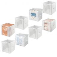 MDesign mDesign Soft Fabric Closet Storage Organizer Zipper Bag, Large Cube - Clear Window, Attached Lid - Zipper Closure, Handles for Bedroom, Hallway, Entryway Closets Organizing - 8 Pac