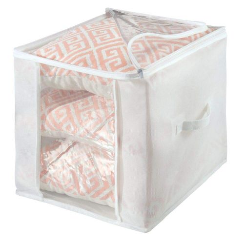  MDesign mDesign Soft Fabric Closet Storage Organizer Zipper Bag, Large Cube - Clear Window, Attached Lid - Zipper Closure, Handles for Bedroom, Hallway, Entryway Closets Organizing - 8 Pac