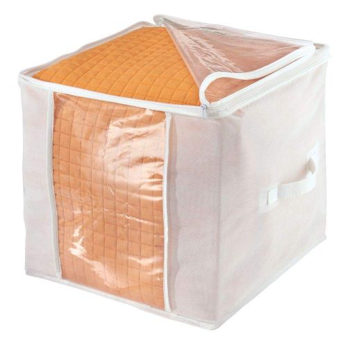  MDesign mDesign Soft Fabric Closet Storage Organizer Zipper Bag, Large Cube - Clear Window, Attached Lid - Zipper Closure, Handles for Bedroom, Hallway, Entryway Closets Organizing - 8 Pac