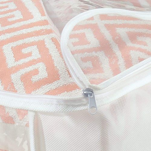  MDesign mDesign Soft Fabric Closet Storage Organizer Zipper Bag, Large Cube - Clear Window, Attached Lid - Zipper Closure, Handles for Bedroom, Hallway, Entryway Closets Organizing - 8 Pac