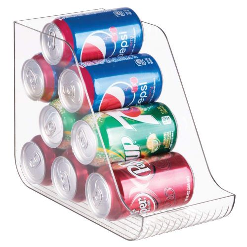  MDesign mDesign Large Plastic Standing Pop/Soda Can Dispenser Storage Organizer Bin for Kitchen Pantry, Countertops, Cabinets, Refrigerator - Compact Vertical Holder - 4 Pack - Clear