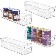 mDesign Slim Plastic Kitchen Pantry Cabinet, Refrigerator or Freezer Food Storage Bin with Handles - Organizer for Fruit, Yogurt, Snacks, Pasta - BPA Free, 14 Long, 4 Pack - Clear