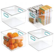 MDesign mDesign Plastic Food Storage Container Bin with Handles for Kitchen, Pantry, Cabinet, Fridge/Freezer - Cube Organizer for Snacks, Produce, Vegetables, Pasta - BPA Free, Food Safe -