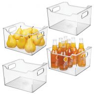 MDesign mDesign Plastic Kitchen Pantry Cabinet, Refrigerator or Freezer Food Storage Bin with Handles - Organizer for Fruit, Yogurt, Snacks, Pasta - BPA Free, 10 Long, 4 Pack - Clear