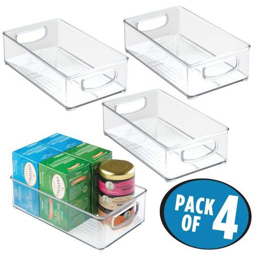  MDesign mDesign Kitchen Cabinet and Pantry Storage Organizer Bins - Pack of 4, Shallow, Clear