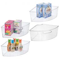 MDesign mDesign Kitchen Cabinet Plastic Lazy Susan Storage Organizer Bins with Front Handle - Large Pie-Shaped 1/4 Wedge, 6 Deep Container - Food Safe, BPA Free, 4 Pack - Clear