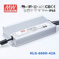 MEAN WELL Meanwell HLG-600H-42A Power Supply - 600.6W 42V 14.3A - IP65