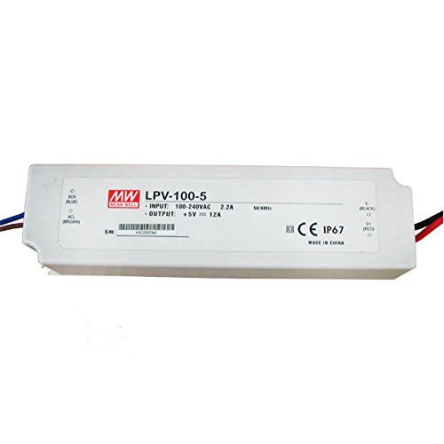  MEAN WELL Mean Well LPV-100-5 100W 5V 12A Power Supply LED Driver Water & Dust-proof