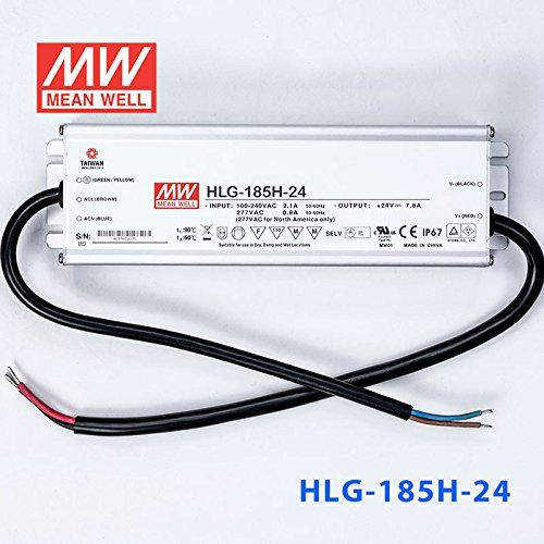  MEAN WELL Meanwell HLG-185H-24 Power Supply - 185W 24V 7.8A - IP67