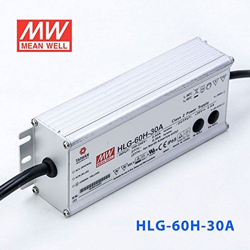  MEAN WELL Meanwell HLG-60H-30A Power Supply - 60W 30V 2A - IP65 - Adjustable Output