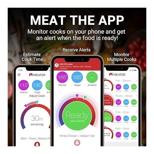  MEATER Plus: Long Range Wireless Smart Meat Thermometer with Bluetooth Booster | for BBQ, Oven, Grill, Kitchen, Smoker, Rotisserie | iOS & Android App
