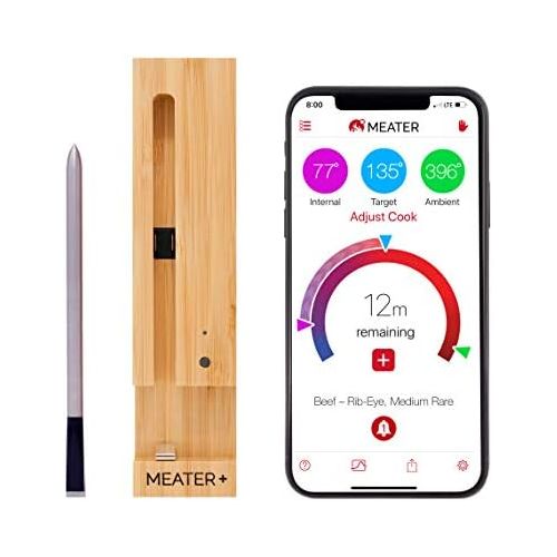  New MEATER+165ft Long Range Smart Wireless Meat Thermometer for the Oven Grill Kitchen BBQ Smoker Rotisserie with Bluetooth and WiFi Digital Connectivity