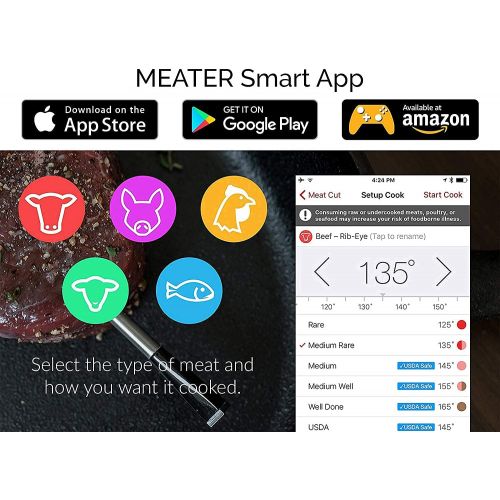  [무료배송]New MEATER+165ft Long Range Smart Wireless Meat Thermometer for The Oven Grill Kitchen BBQ Smoker Rotisserie with Bluetooth and WiFi Digital Connectivity Bundled with BBQ Grill Bla