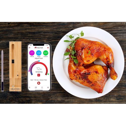  [무료배송]New MEATER+165ft Long Range Smart Wireless Meat Thermometer for The Oven Grill Kitchen BBQ Smoker Rotisserie with Bluetooth and WiFi Digital Connectivity Bundled with BBQ Grill Bla