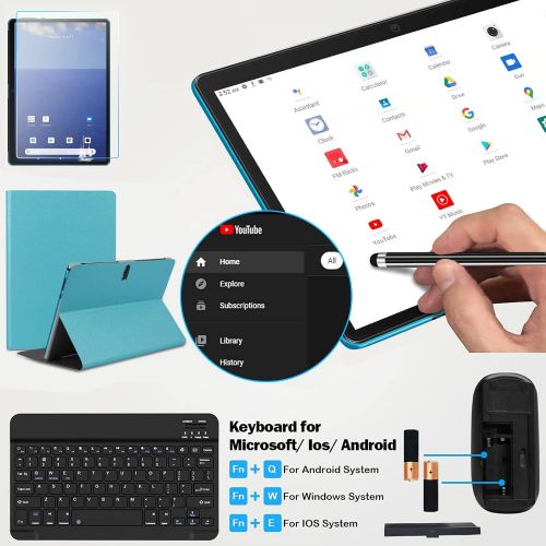  [아마존베스트]Android 10.0 Tablet : MEBERRY 10 Ultra-Fast 4GB/RAM,64GB/ROM Tablets-8000mAh Battery-WiFi Support - Bluetooth Keyboard | Mouse | M7 Tablet Cover and More Include - Blue