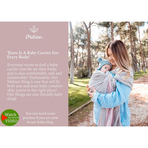  MEBIEN. TOUCHE DE LA NATURE… Baby Wrap Carrier Ring Sling-Luxury Extra Soft Turkish Cotton Muslin Grey Rose