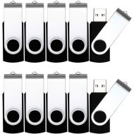 MECHEER USB Flash Drive 4GB 10 Pack USB 2.0 Thumb Drive Jump Drive Bulk Memory Sticks Zip Drives Swivel Keychain Design 10 Pieces Black
