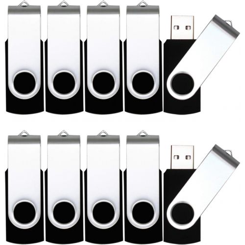  MECHEER USB Flash Drive 4GB 10 Pack USB 2.0 Thumb Drive Jump Drive Bulk Memory Sticks Zip Drives Swivel Keychain Design 10 Pieces Black