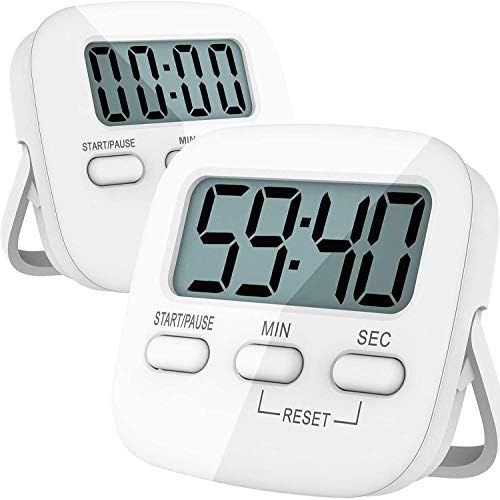  [아마존베스트]MECHEER 2 Piece Kitchen Timer Digital Timer Magnetic Egg Timer Kitchen Clock Countdown Stopwatch Kitchen with LCD Loud Alarm for Cooking, Baking, Sports, Learning, with Battery