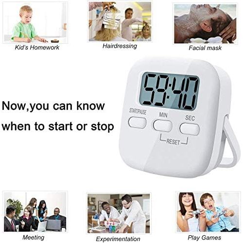  [아마존베스트]MECHEER 2 Piece Kitchen Timer Digital Timer Magnetic Egg Timer Kitchen Clock Countdown Stopwatch Kitchen with LCD Loud Alarm for Cooking, Baking, Sports, Learning, with Battery