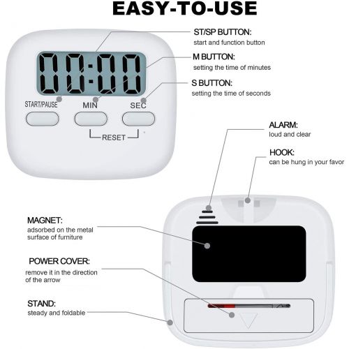  [아마존베스트]MECHEER Digital Kitchen Timer Magnetic Egg Timer Digital Kitchen Clock Stopwatch Countdown Count Up Loud Sound Kitchen Timer Kitchen Timer with LCD for Cooking Baking Sports Learning with