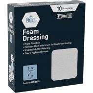 MED PRIDE Foam Dressings -10 Pack, 6'' x 6'' - Sterile, Hydrophilic, Highly Absorbent- Soft, Non-Adhesive Pads, Waterproof Dressing for Wound Care & Ulcers, Post Op Trauma + Injuries