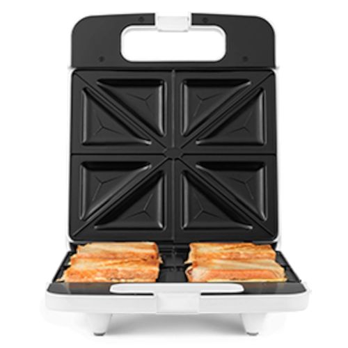 MEDION MD 18153 Sandwich Toaster 1400 Watt for up to 4 Sandwiches at once, Non-Stick Coating, Temperature Control, Cool Touch Handle, White