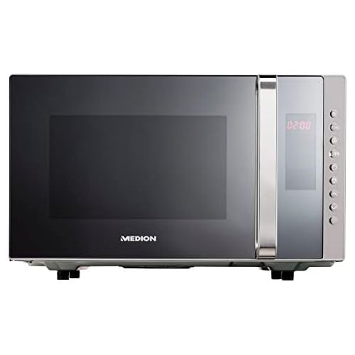  MEDION 3-in-1 Mikrowelle mit Grill und Heissluft Funktion, 800 Watt Leistung, 1200 Watt Obergrill-/Heissluftleistung, 23L, MD17495, silber