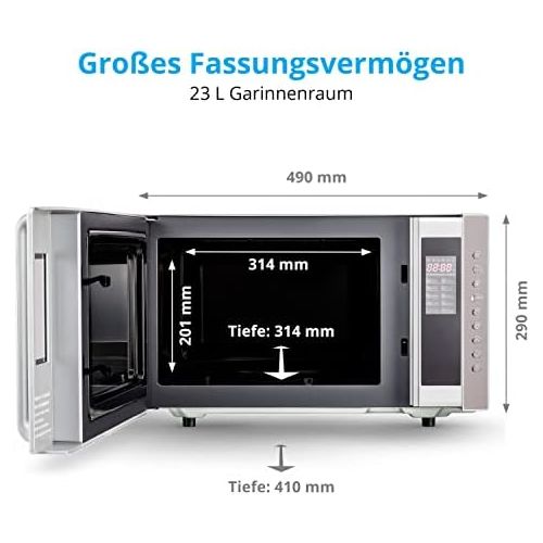  MEDION 3-in-1 Mikrowelle mit Grill und Heissluft Funktion, 800 Watt Leistung, 1200 Watt Obergrill-/Heissluftleistung, 23L, MD17495, silber