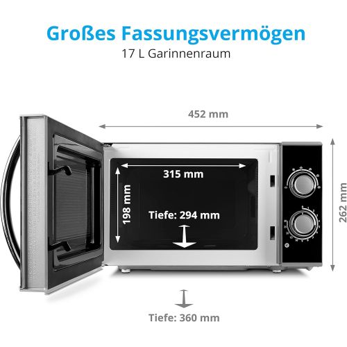  MEDION Mikrowelle, ca. 700 Watt Leistung, ca. 17 Liter Kapazitat, 5 Stufen, Auftaufunktion, MD 15644, schwarz/silber