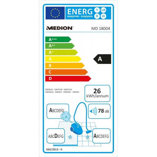  MEDION Zyklonen-Staubsauger 700 Watt Leistung, 1,5 Liter Staubbehalterkapazitat, 7 m Arbeitsradius, waschbarer EPA-Filter E12, MD 18004, rot