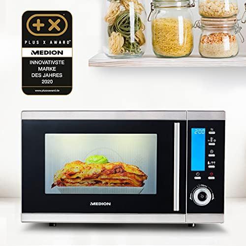  [아마존베스트]Medion MD 15501 4 in 1 Microwave with Grill / 25 Litres / 900 Watt / 1100 Watt Grill / 2500 Watt Hot Air / 10 Automatic Programs / Silver