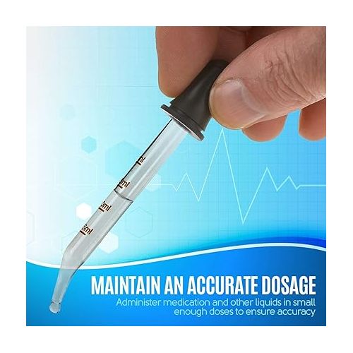  Eye Dropper - (Pack of 2) Bent & Straight Tip Calibrated Glass Medicine Droppers for Medications or Essential Oils Pipette Dropper for Accurate Easy Dose and Measurement (1 mL Capacity)