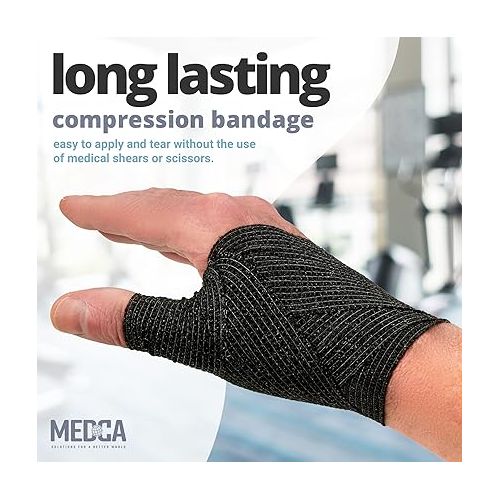  Self-Adherent Cohesive Bandage - 12 Pack Bulk | Black Self-Adhering Medical Wrap | 2