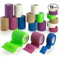 MEDca Self Adhesive Non Woven Cohesive Bandage Combo Pack 1 Inch 2 Inch and 3 inch X 5 Yards 6 of Each Size Total of 18 Rolls 'Rainbow Color