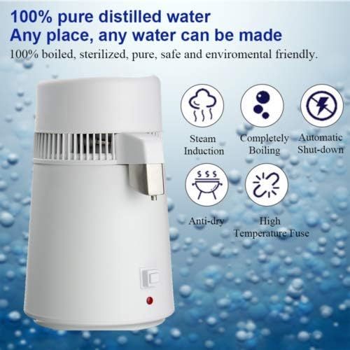  MEDteeth Sterilizer Distilled Water Machine,Stainless Steel Steamed Small MachineHousehold Pure Dew Machine(Capacity 4 Liters)