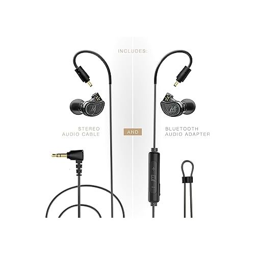  MEE audio M6 PRO Musicians’ In-Ear Monitors Wired + Wireless Combo Pack: includes stereo audio cable and Bluetooth audio adapter (Black) (CMB-M6PROBT-BK)