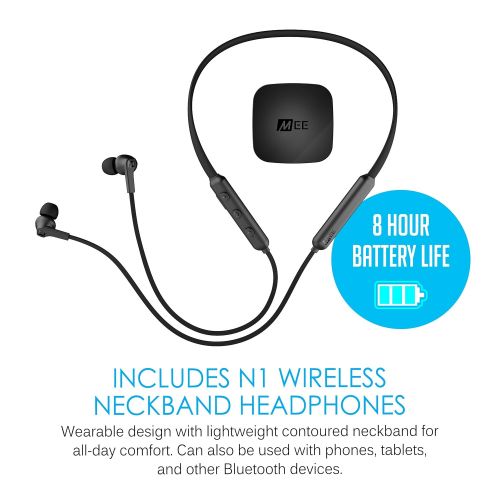  MEE audio Connect T1N1 Bluetooth Wireless Headphone System for TV - Includes Bluetooth Wireless audio Transmitter and Wireless Neckband In-Ear Headphones