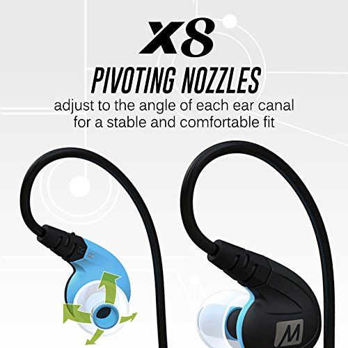  MEE audio X8 Secure-Fit Stereo Bluetooth Wireless Sports In-Ear Headphones (Blue)