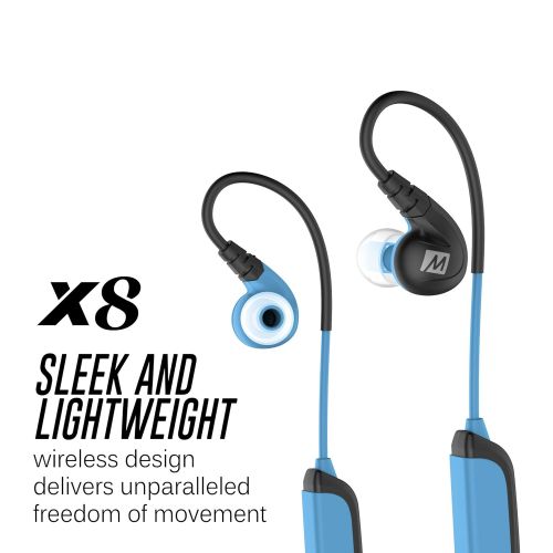  MEE audio X8 Secure-Fit Stereo Bluetooth Wireless Sports In-Ear Headphones (Blue)