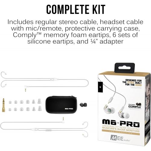  [아마존 핫딜]  [아마존핫딜]MEE audio M6 PRO Musicians’ In-Ear Monitors with Detachable Cables; Universal-Fit and Noise-Isolating (2nd Generation) (Clear)