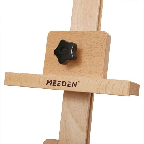  MEEDEN Versatile Studio H-Frame Easel - All Media Adjustable Beech Wood Studio Easel, Painting Floor Easel Stand, Movable and Tilting Flat Available, Holds Canvas Art up to 77