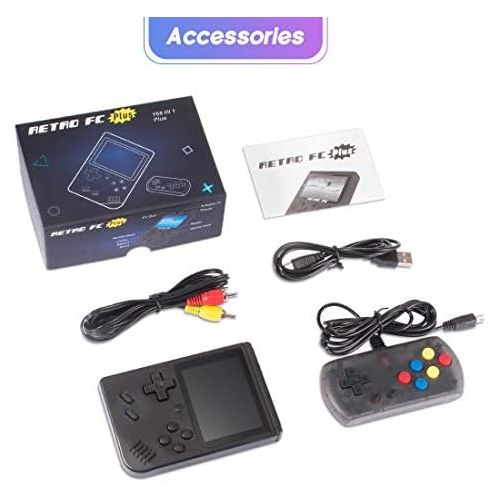  [아마존베스트]MEEPHONG Handheld Game Console, TV Output Retro FC Plus Extra Joystick 3.0 Inch LED Screen NES Classic Game Console Built-in 168 Handheld Video Games (Black)