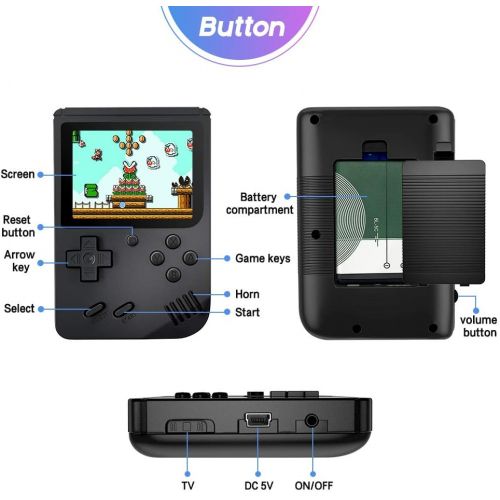  [아마존베스트]MEEPHONG Handheld Game Console, TV Output Retro FC Plus Extra Joystick 3.0 Inch LED Screen NES Classic Game Console Built-in 168 Handheld Video Games (Black)