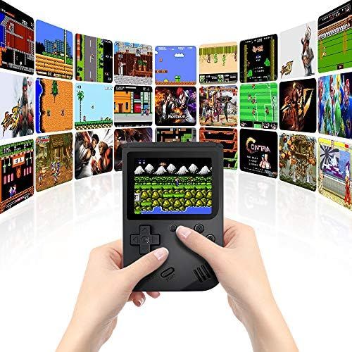  [아마존베스트]MEEPHONG Handheld Game Console, TV Output Retro FC Plus Extra Joystick 3.0 Inch LED Screen NES Classic Game Console Built-in 168 Handheld Video Games (Black)