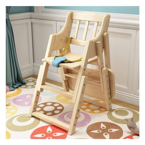  MEETGG Baby Dinning Chair Folding Highchair Travel Booster Seat with Tray Portable Foldable Infant Feeding Chair (Natural All Wood)
